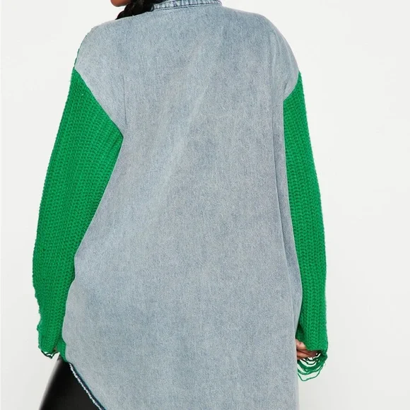 🌹Distressed Denim Shacket🌹 - Picture 2 of 4